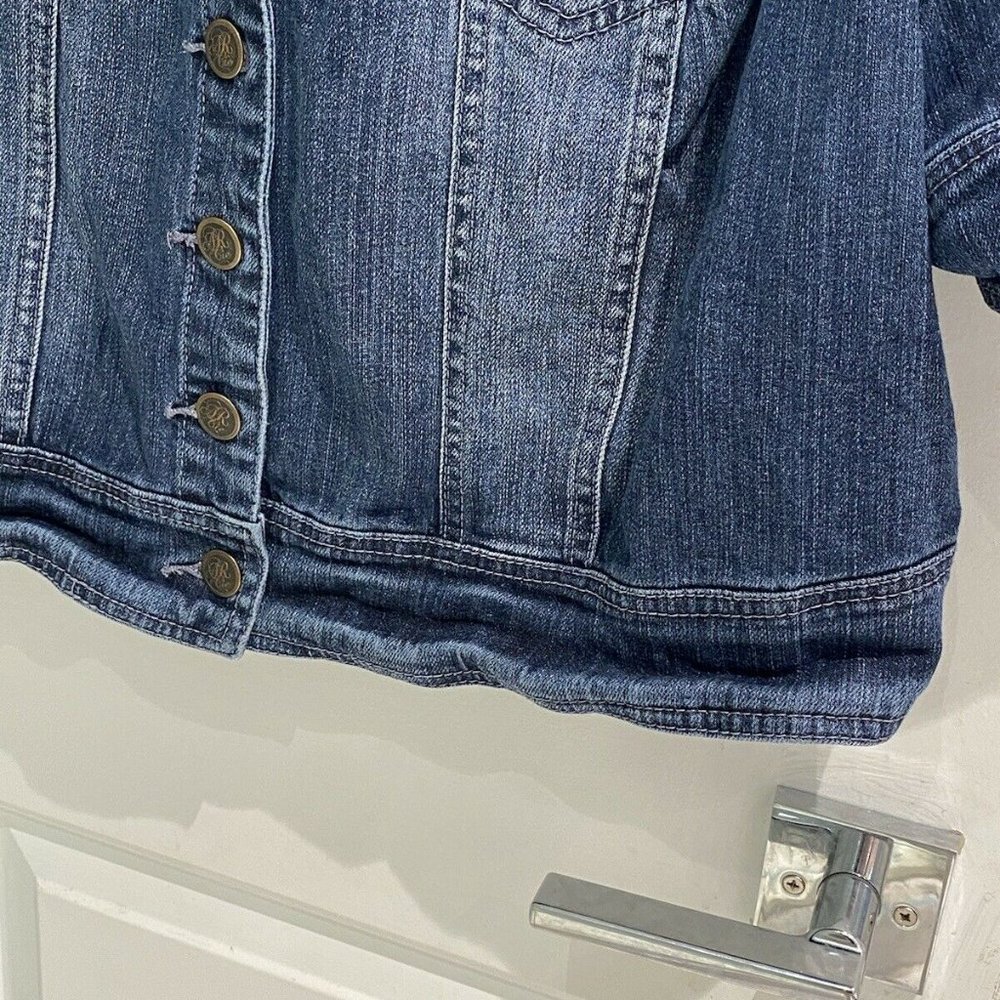 American Rag Cie Distressed Cropped Denim Jacket - Picture 3 of 12